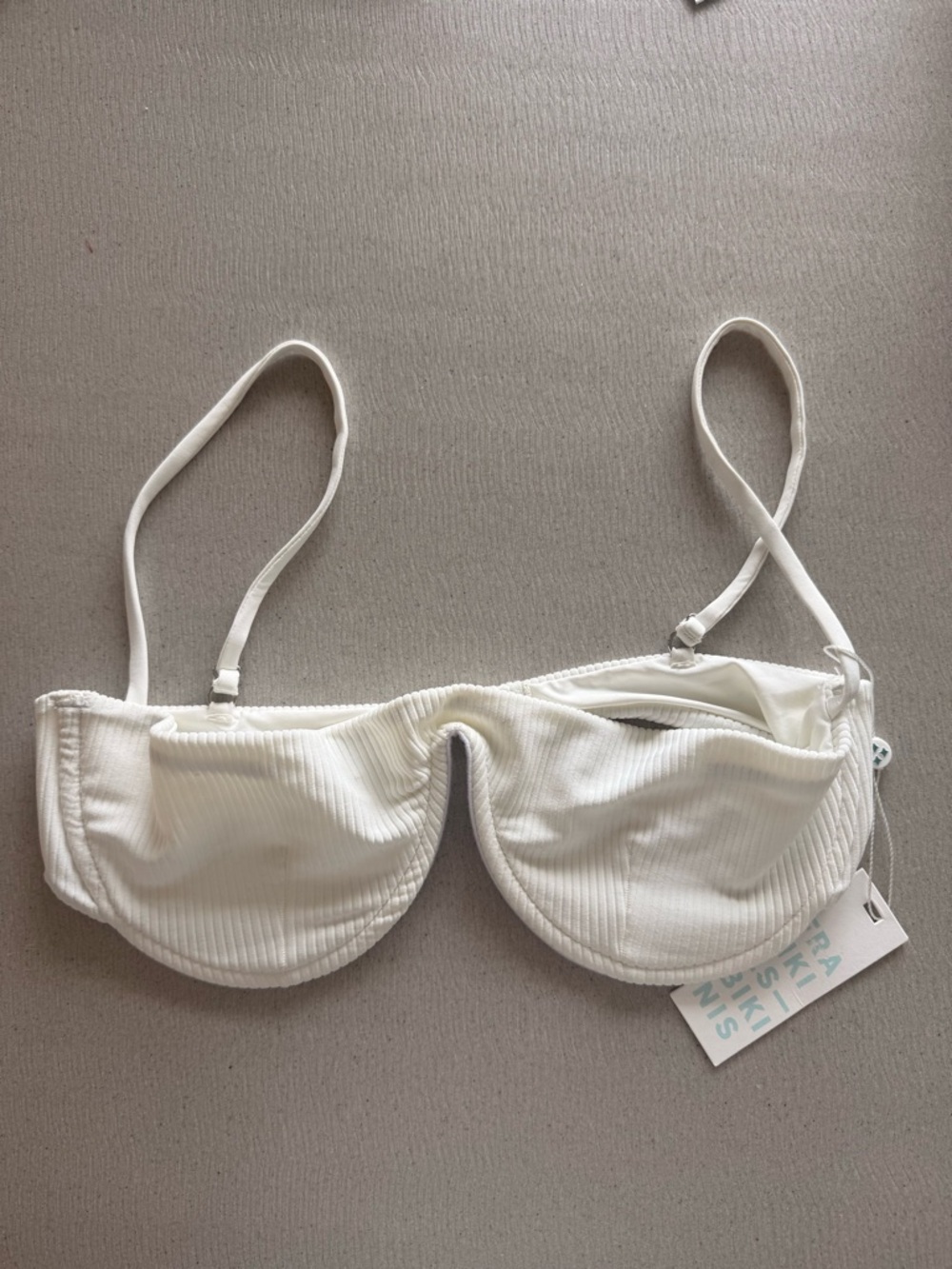Frankie’s Bikinis White Ribbed Underwire Top